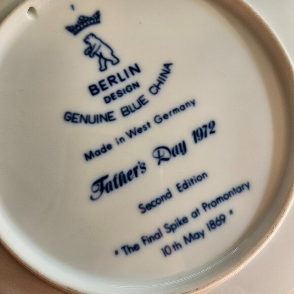 Vintage Berlin Design - Father's Day 1972 - Blue Collectable Plate - Picture 7 of 8